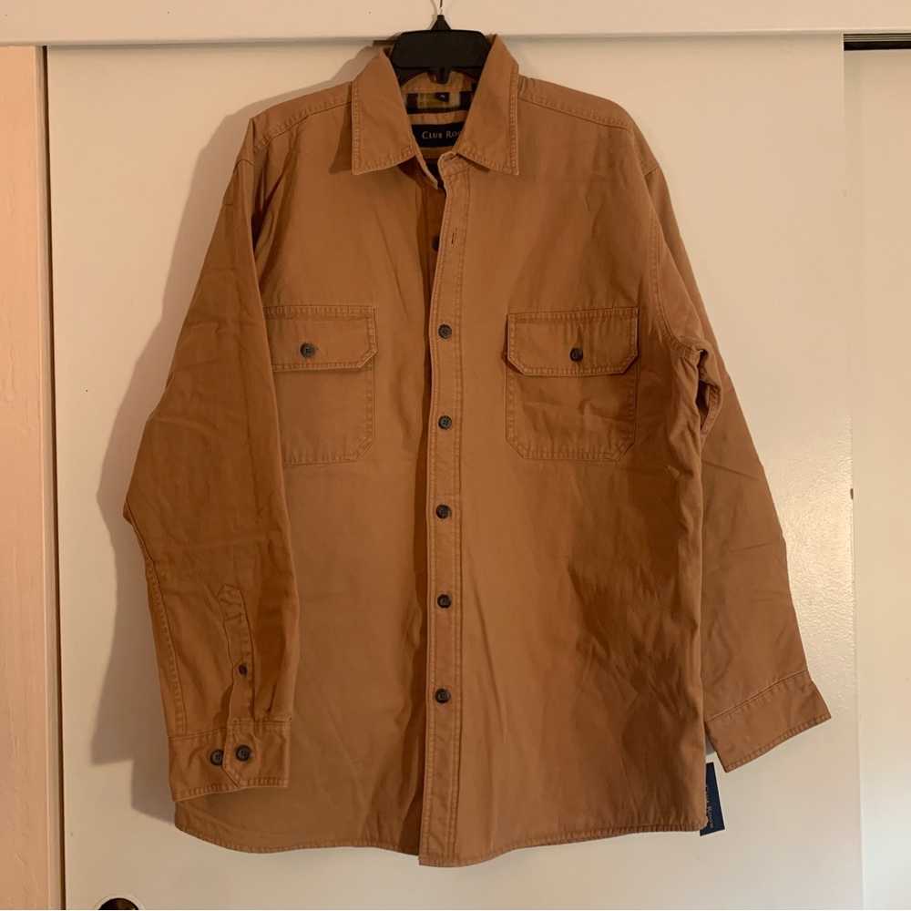 NWT Club Room flannel-lined tan corduroy button-down collared jacket